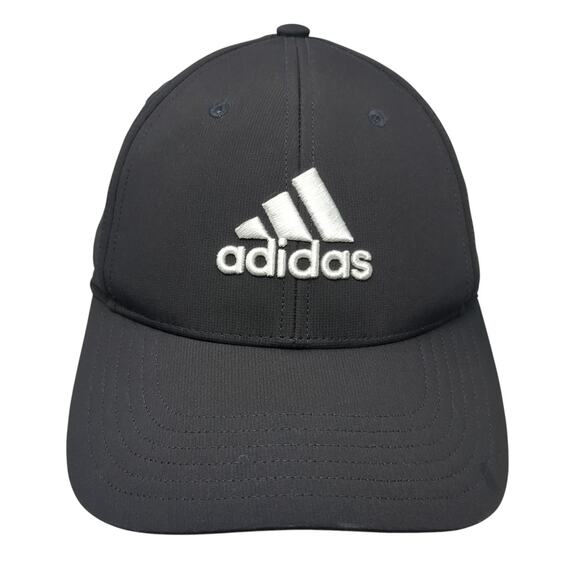 Adidas Strapback Baseball Cap Black One Size Adjustable Embroidered Vented Holes - Picture 1 of 10